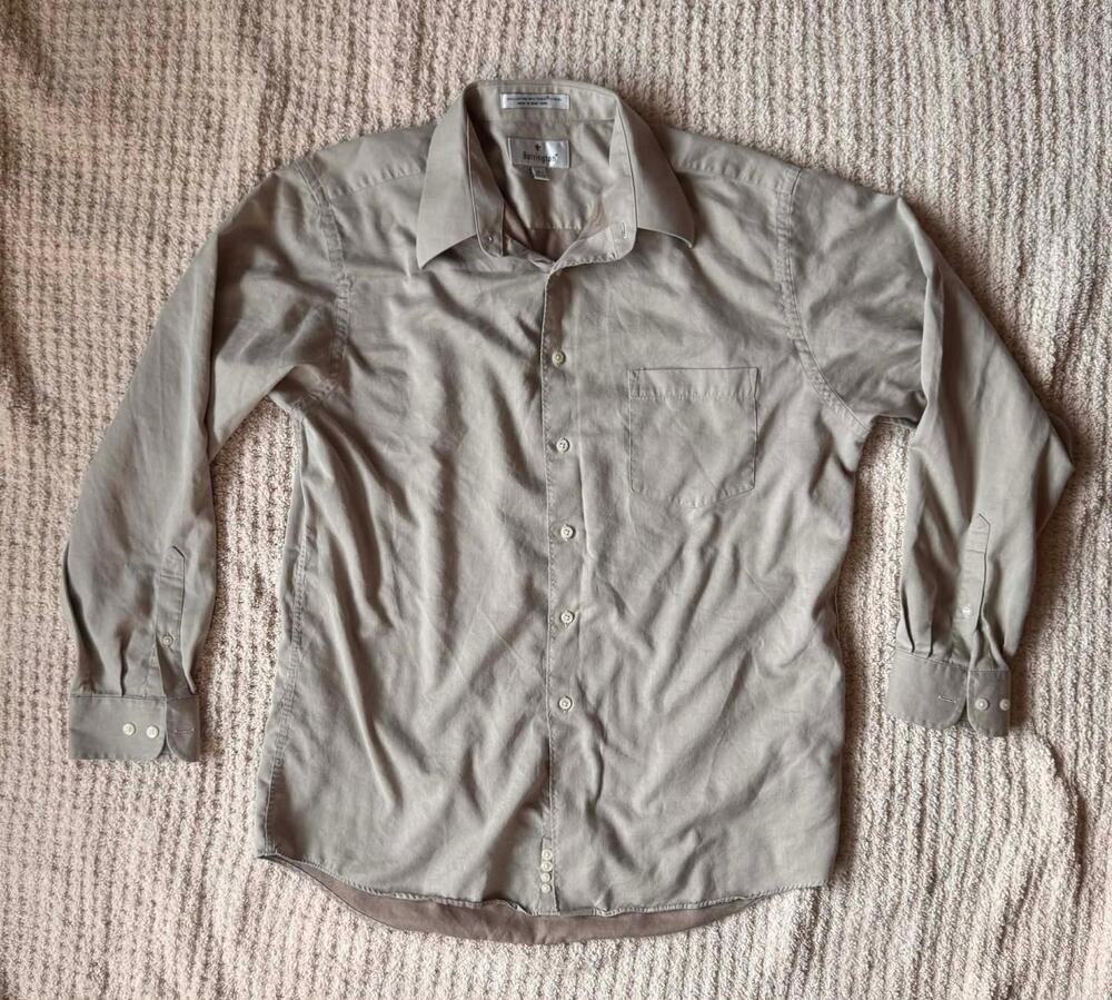 Barrington Shirt Mens 16.5 34/35 Beige Button Up Lyocell Cotton Dress